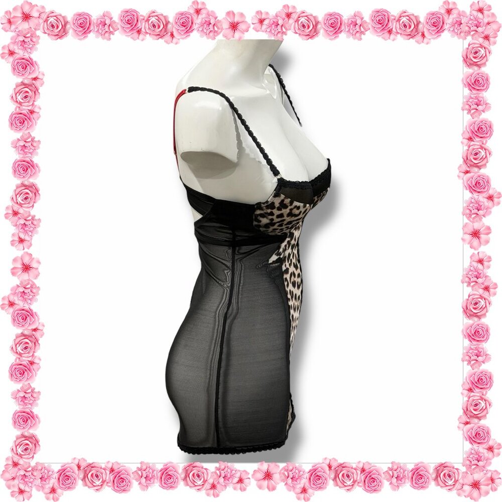 MARILYN MONROE ENVY - Mesh & Animal Print Satin Bra & Shaper Lingerie / M (36B) - Picture 4 of 5